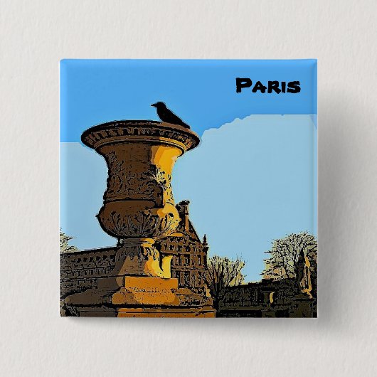 Jardin des Tuileries Crow - Malerei Button (Vorderseite)