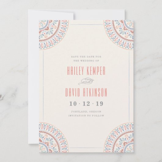 Jardin Mandala Save the Date Card - Lachs (Vorderseite)