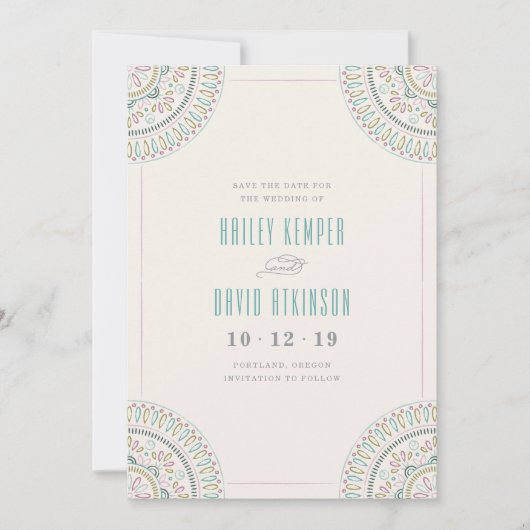 Jardin Mandala Save the Date Card - Türkis (Vorderseite)