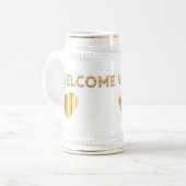 Jarra De Cerveza Welcome corazón oro brillante Bierglas (Vorderseite Links)