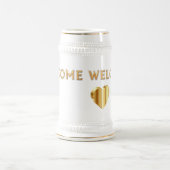 Jarra De Cerveza Welcome corazón oro brillante Bierglas (Mittel)