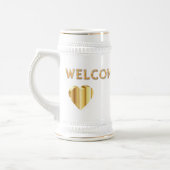 Jarra De Cerveza Welcome corazón oro brillante Bierglas (Links)