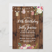 Jars Birthday Party Rustic Wood Floral Einladung (Vorderseite)