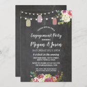 Jars Engagement Partei Rustikale Chalk Floral Einl Einladung (Vorne/Hinten)