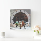 Jars mit bunten Gemüse Quadratische Wanduhr (Zuhause)
