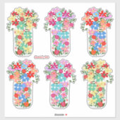 Jars voller Blume Aufkleber (Blatt)