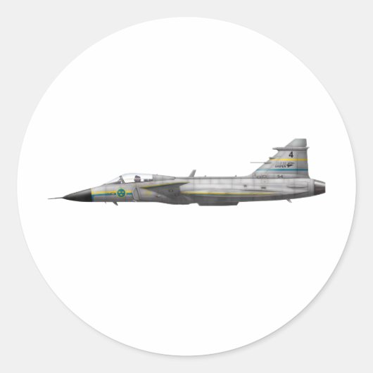 Jas 39 Gripen Runder Aufkleber (Vorderseite)