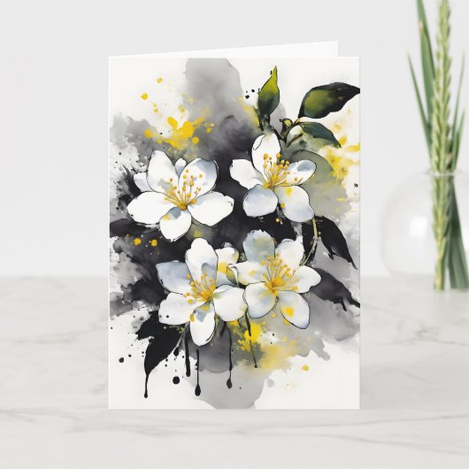 Jasmin - Aquarellblumen Karte (Vorderseite)