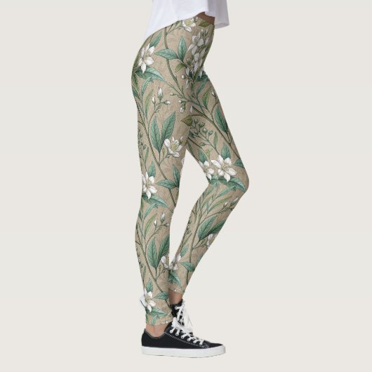Jasmin-Blume Vintage Stilmuster Leggings (Rechts)