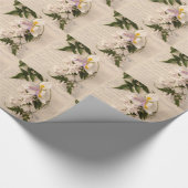 Jasmin-Blumen und -lilie mit dem Skript, das pape Geschenkpapier (Ecke)