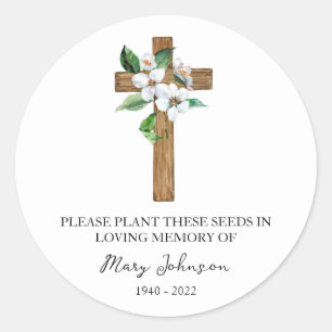 Jasmin-Cross-Gedenk-Funeral-Samenpaket Runder Aufkleber