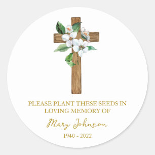 Jasmin-Cross-Gedenk-Funeral-Samenpaket Runder Aufkleber