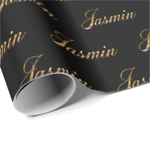 Jasmin gold Design Lettering Geschenkpapier