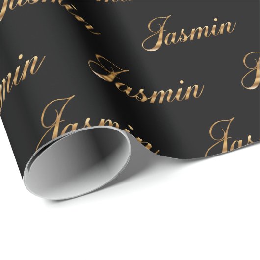Jasmin gold Design Lettering Geschenkpapier (Rolleneckpunkt)