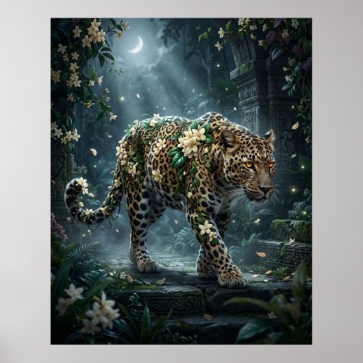 Jasmin Leopard Mond Blüte Poster (Vorne)