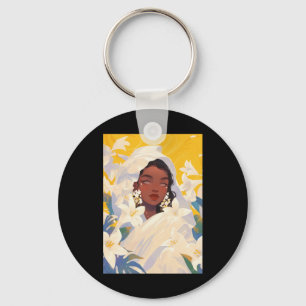 Jasmin Niedlich Floral Black Girl Schlüsselanhänger