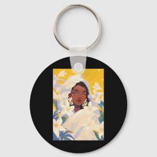 Jasmin Niedlich Floral Black Girl Schlüsselanhänger