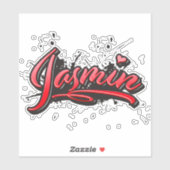 Jasmin red Heart Graffiti Aufkleber Sticker (Blatt)