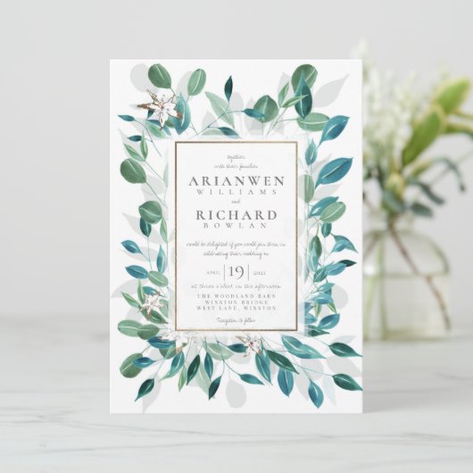 Jasmin Rustikale Gartenhochzeit Einladung (Stehend Vorderseite)