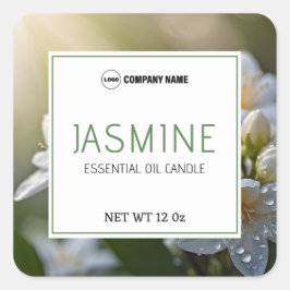 Jasmin Scent Candle Label Quadratischer Aufkleber