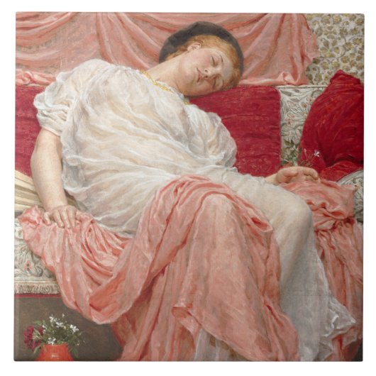 Jasmin (Schöne junge schlafende Frau) Fliese (Vorderseite)