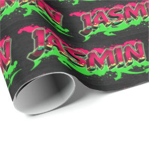 Jasmin Vorname Name Graffiti red green Geschenkpapier