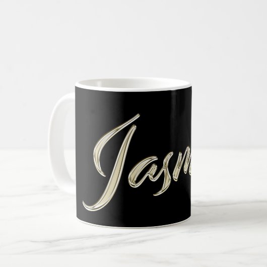 Jasmin white gold Handwriting Tasse Kaffeetasse (Vorderseite Links)