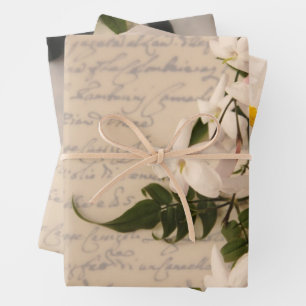 Jasmine auf alte Handschrift Geschenkpapier Set
