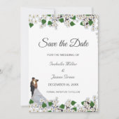 Jasmine auf Black & White Wedding Save the Date Karte (Vorderseite)