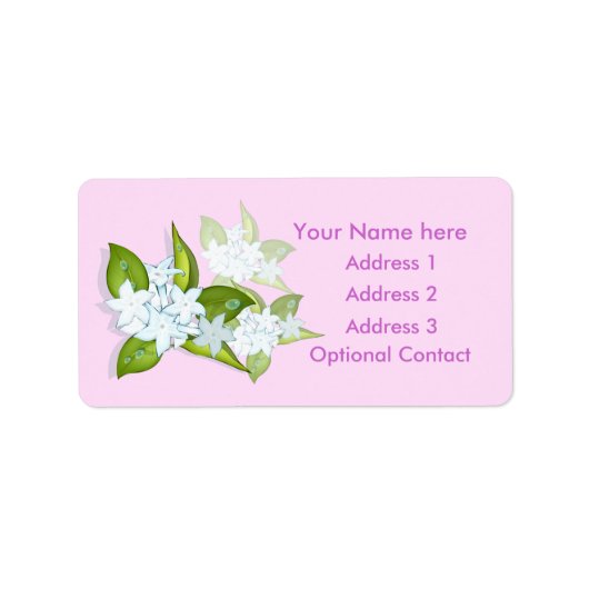 Jasmine-Blume Anpassbare Adressmarken Adressaufkleber (Vorne)