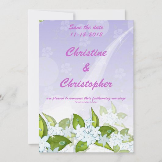 Jasmine-Blume Save the Date individuell einladen (Vorderseite)