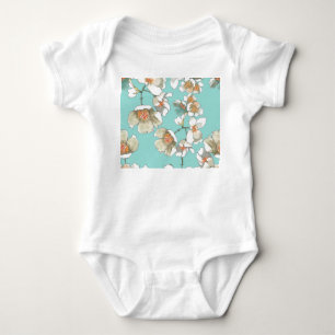 Jasmine-Blume: Wasserfarbe Türkis Baby Strampler