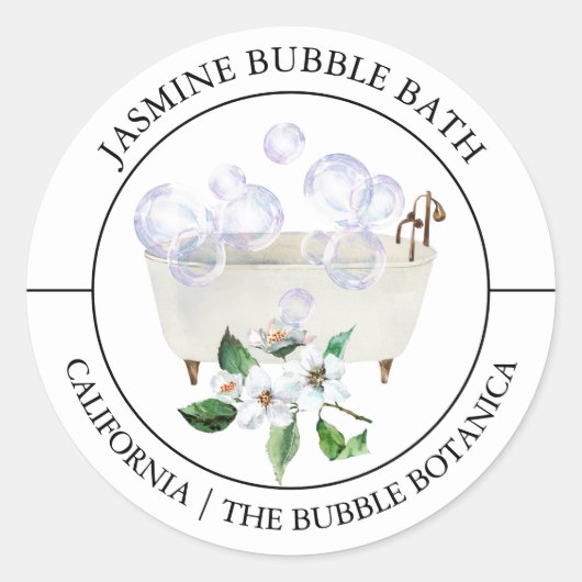 Jasmine Bubble Bath label Runder Aufkleber (Vorderseite)