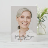 Jasmine Celebration of Life Photo Funeral Einladung (Stehend Vorderseite)