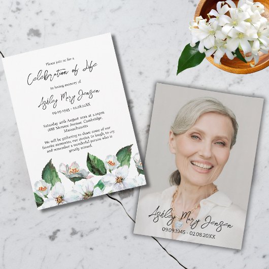 Jasmine Celebration of Life Photo Funeral Einladung