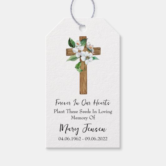 Jasmine Cross Gedenk Funeral Samenpacket Geschenkanhänger (Vorderseite)