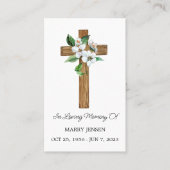 Jasmine Cross Memorial Funeral Prayer Card Visitenkarte (Vorderseite)