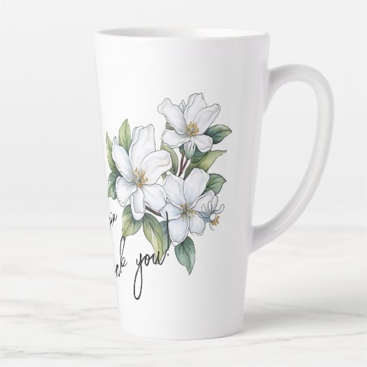 Jasmine "Danke!" Editable Slogan & Name Milchtasse (Rechts)