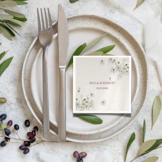 Jasmine Floral Boho Wedding Napkins Serviette