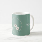 Jasmine Floral Green Geometric Wedding Party Kaffeetasse (VorderseiteRechts)