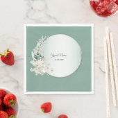 Jasmine Floral Green Geometric Wedding Party Serviette (Beispiel)