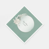 Jasmine Floral Green Geometric Wedding Party Serviette (Ecke)