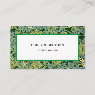 Jasmine Floral Pattern Green White Minimalistisch Visitenkarte