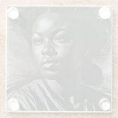 "Jasmine" Frauen in Kohle Glasuntersetzer (Rückseite)