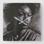 "Jasmine" Frauen in Kohle Quadratische Wanduhr (Vorderseite)