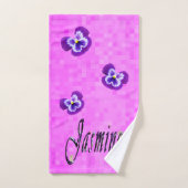 Jasmine, Mädchenname mit Lila Stiefmütterchen, Badhandtuch Set (Handtuch)