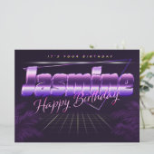 Jasmine Name Vorname lila retro Karte Geburtstag (Stehend Vorderseite)