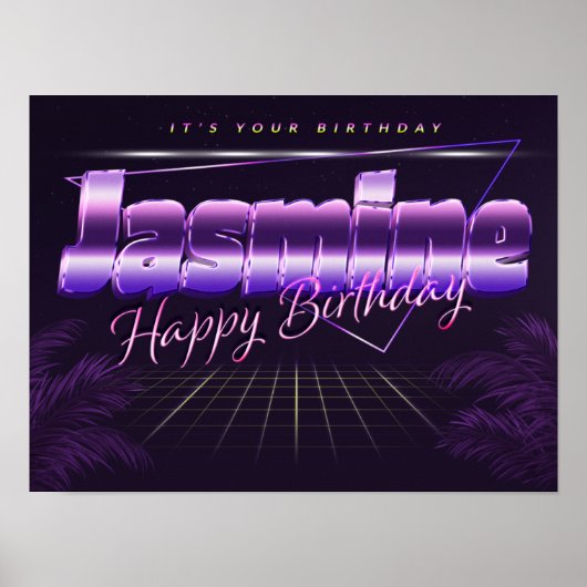 Jasmine Name Vorname lila retro Poster Geburtstag (Vorne)