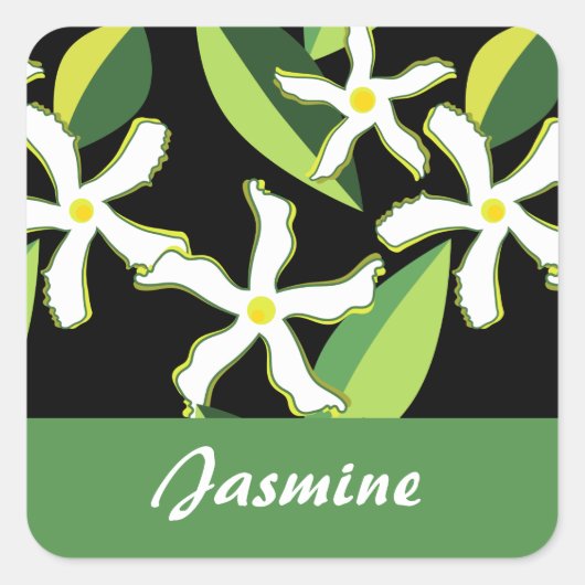 Jasmine Retro Abstraktes Muster Quadratischer Aufkleber (Vorderseite)