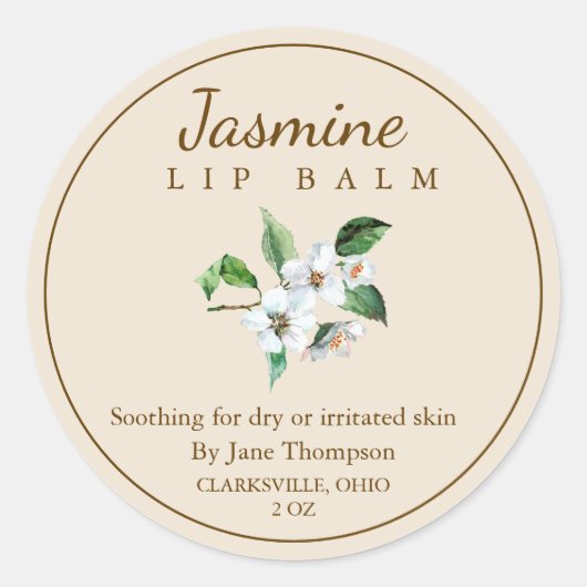 Jasmine Salve / Balsam Label Runder Aufkleber (Vorderseite)